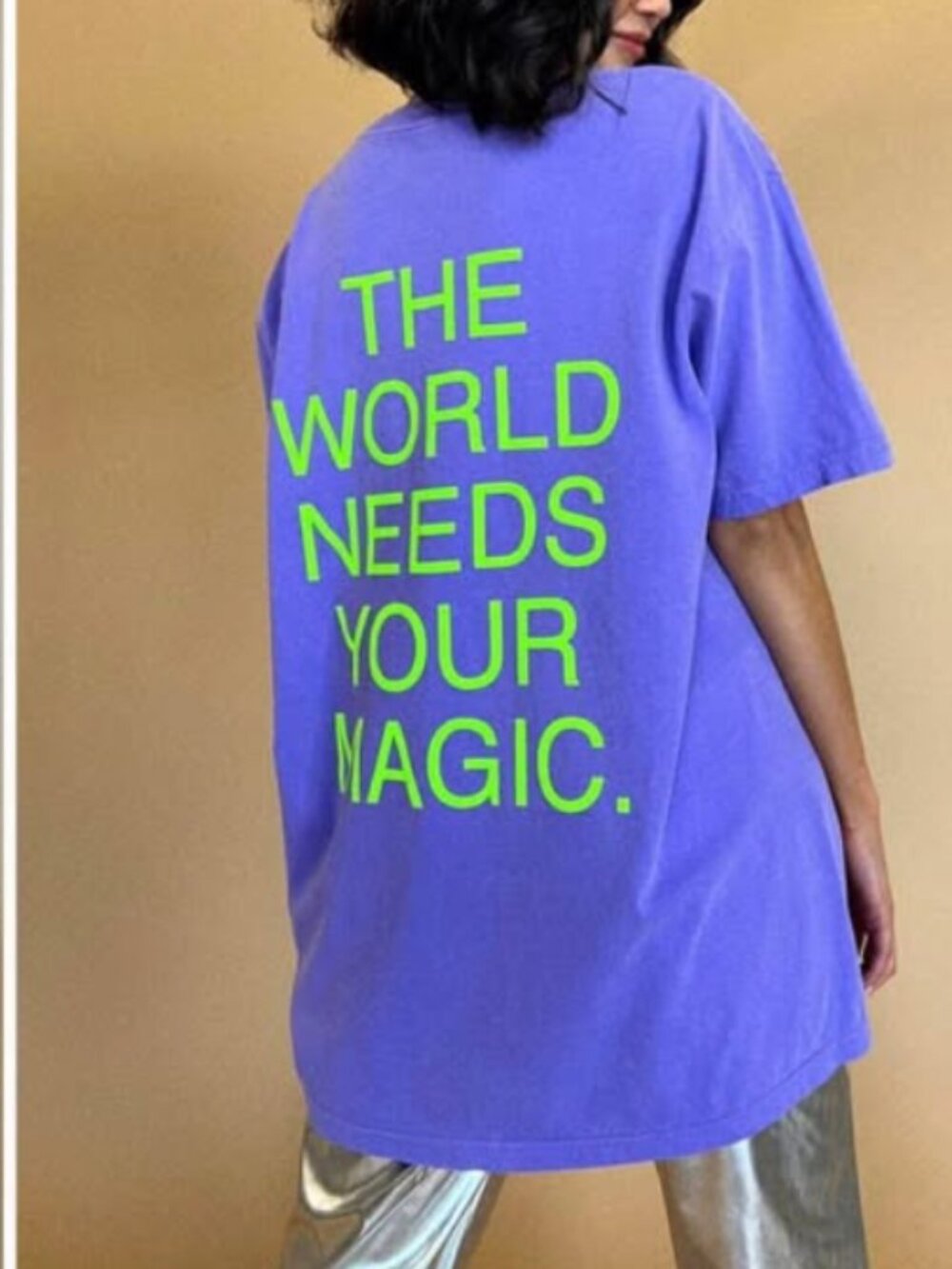 The World Needs Your Magic Tee - Dressed in Lala (Lavendar & Neon Green) - Picture 6 of 6